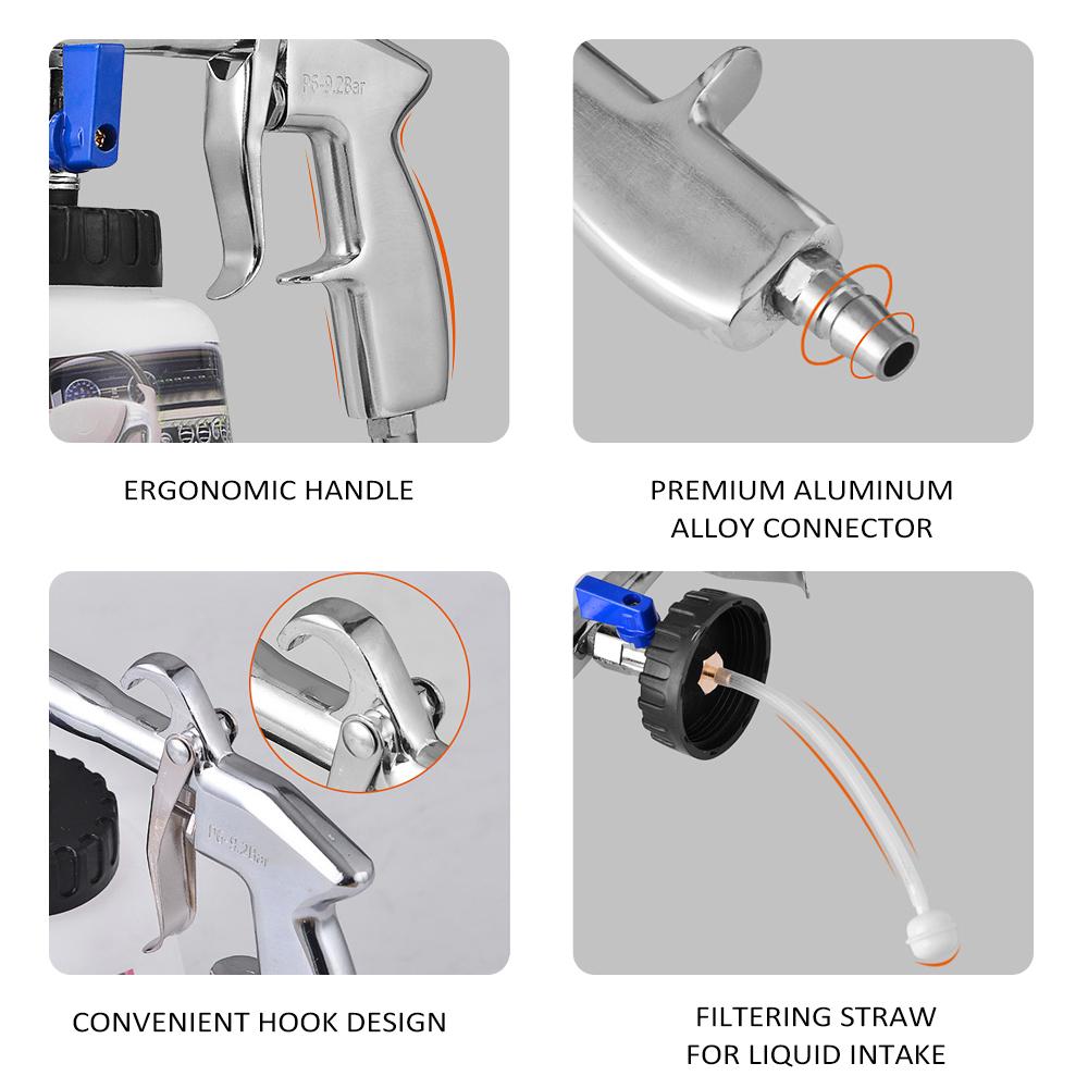 Car Cleaning Gun, High Pressure Car Detailing Wash Gun with 1L Foam Bottle Portable Tornado
