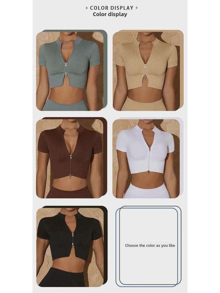 2022 Damen Yoga Set: Stylischer Rücken-BH, Weste mit Reißverschluss und hohem Kragen, Optionen für lange/kurze Ärmel und Sporthose – 6-teiliges Set.