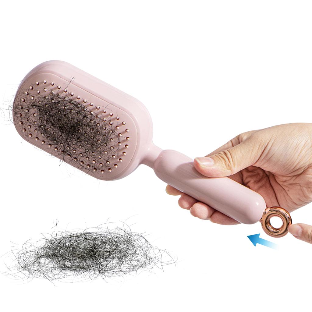 Retractable Cushion Comb Wet & Dry Use Portable Massage Comb Reusable Self Cleaning Hair Brush for Home Travel Office School