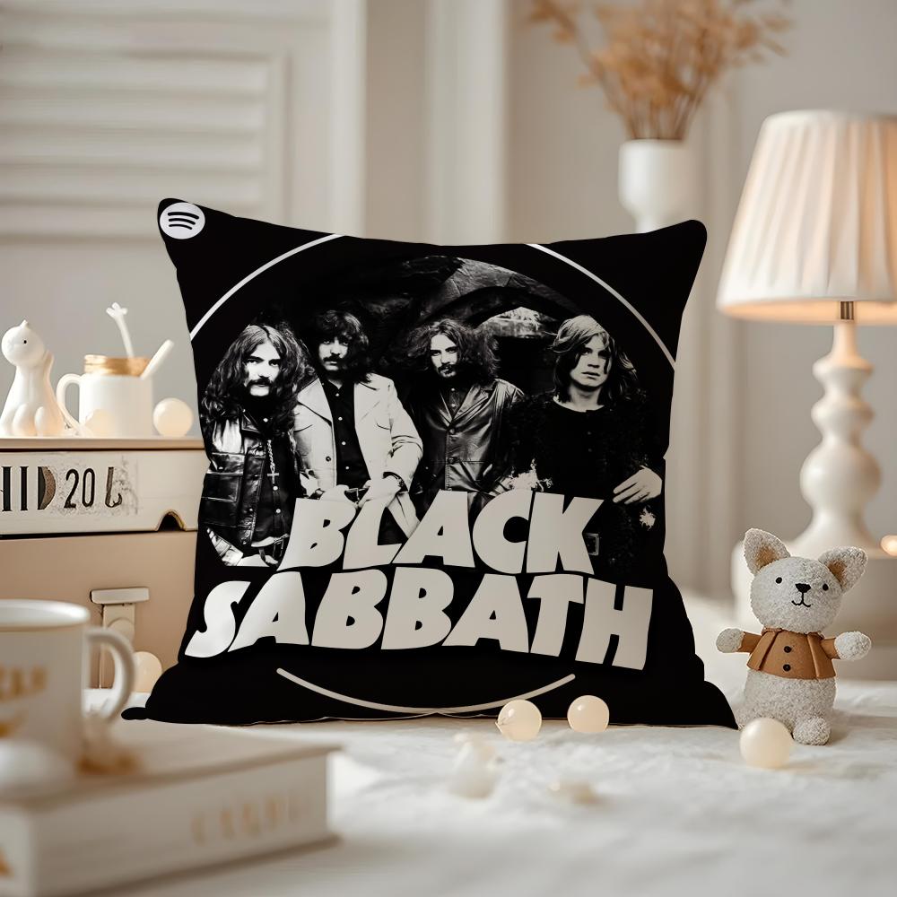 Black S-S-S-Sabbath Band Cushion Cover Pattern Printed Pillowcase For Living Room Sofa Cushion Cover & Bedroom Decor