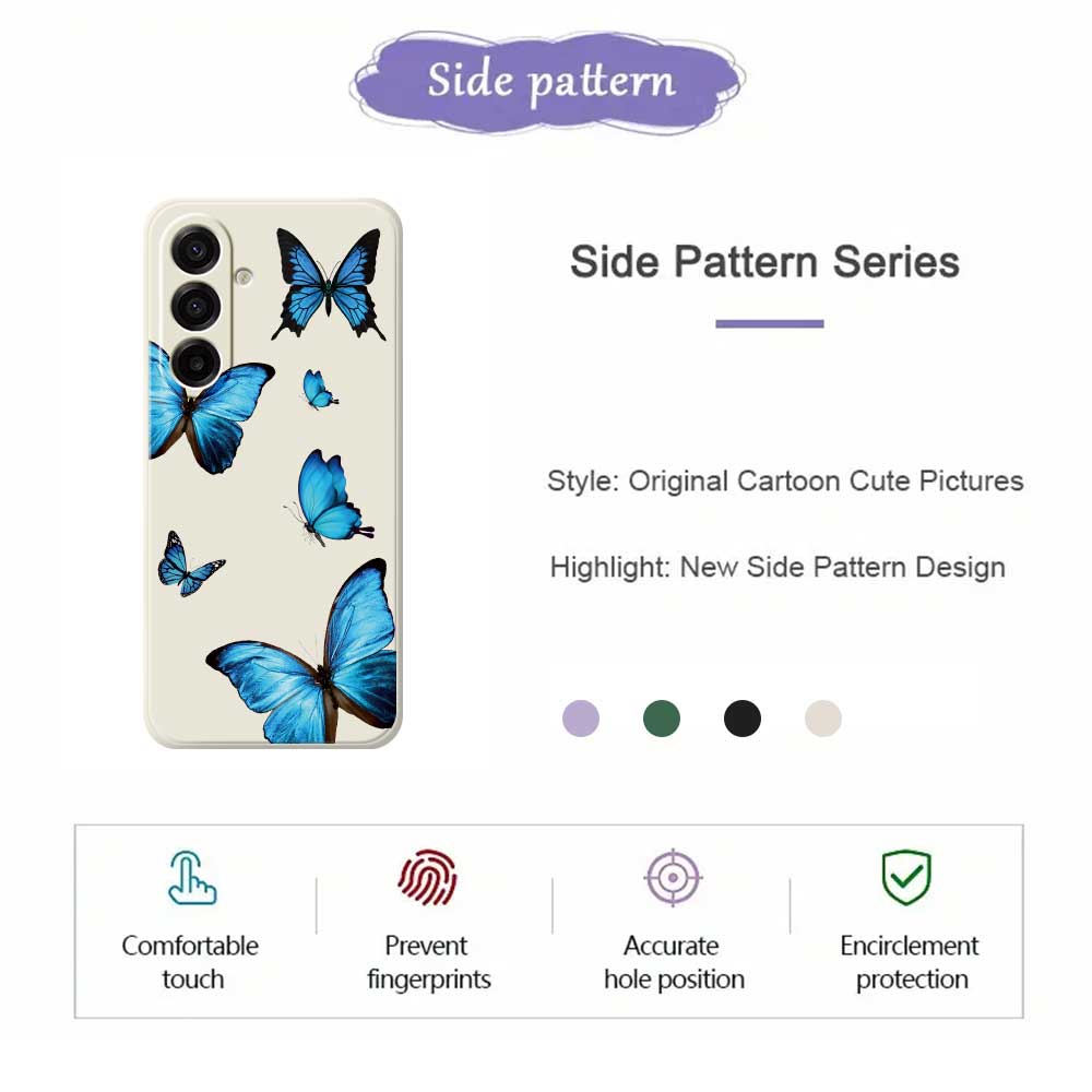 For Samsung Galaxy A17 5G Case Blue Butterflies Pattern Printing Straight Edge TPU Phone Back Cover