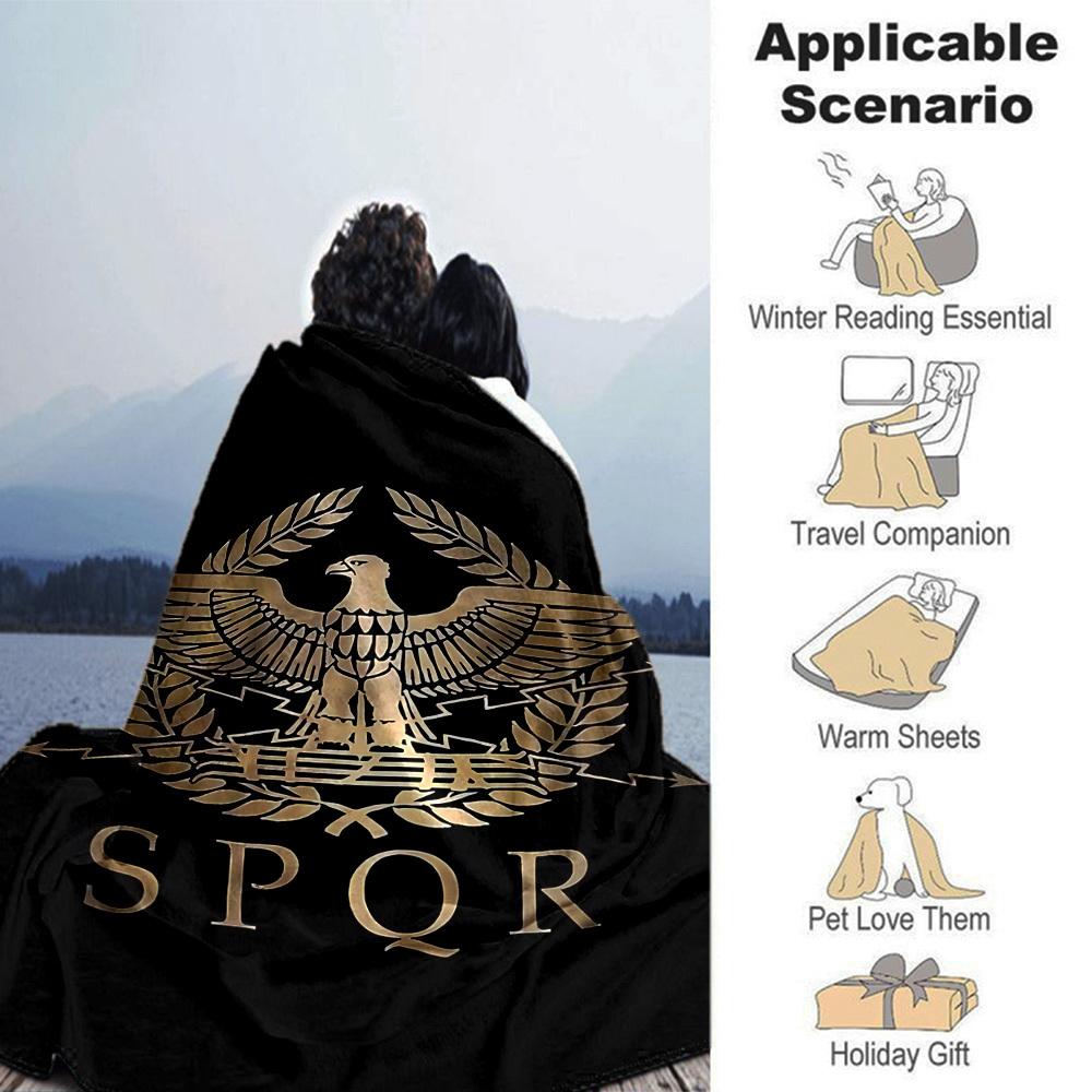 1pc Eagle SPQR Throw Blanket Soft Flannel, Cozy All Season Polyester Perfect for Home, Office