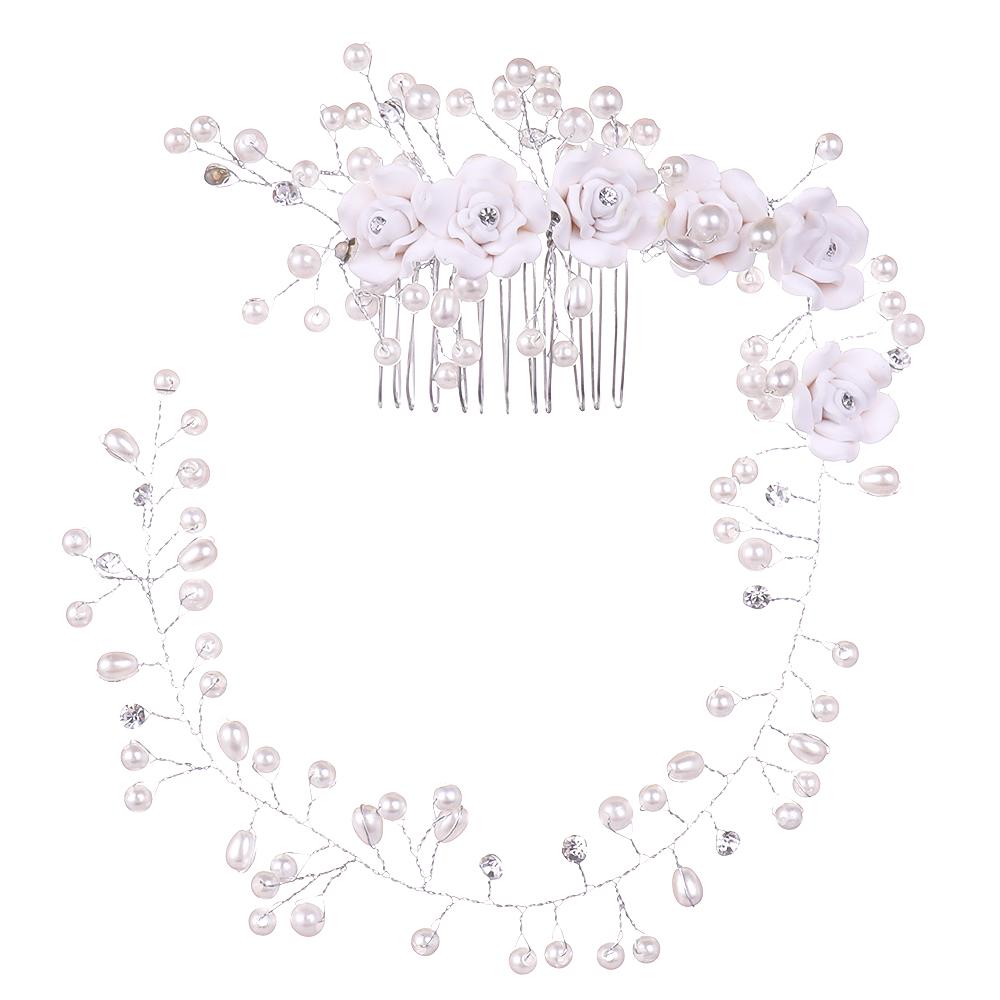 Wedding Rhinestone Hair Comb Bride Head Ornaments Wedding Hair Combs Hair Accessories Bridal Rhinestone Women s Jewelry белый