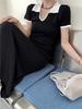 2026 Summer Polo Collar Knit Dress - Women's Slimming A-line Short Sleeve Long Dress