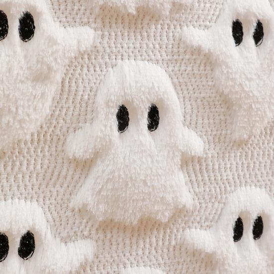 Ghost Pattern Table Runner Plush Faux Fur Jacquard Table Flag Halloween Decoration Halloween Party Supplies