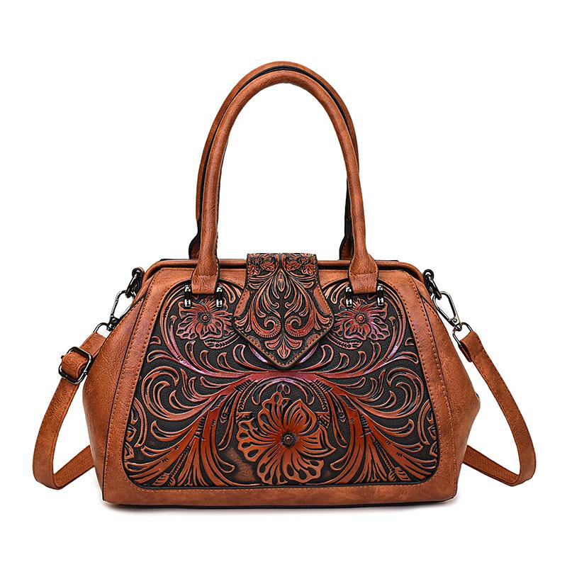 High Quality Vintage 3D Embossed PU Leather Women Shoulder Crossbody Bags Large Capacity Female Handbags Luxury Women's Tote Bag