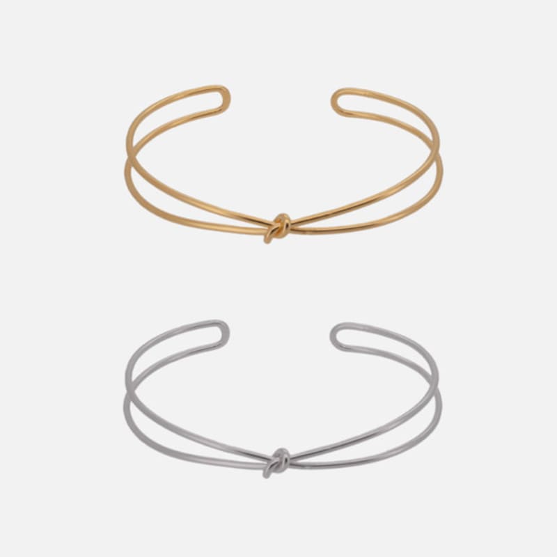 Youngglow Silver925 Knot Bangle Bracelet (2color)