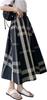 Maxi saia xadrez com barra flare e stretch, adequada para escritório, 4 estações [JINJUDUO], Saia, Saia evasê, Feminina, Cintura, M/G/GG, Casual,