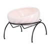 1Set Pet Ceramic Bowl Dog Cat Food Feeder Iron Frame Rack Stable Non-Slip Elevated Water Feeding Bowl Pale Pink Comfortable Neck