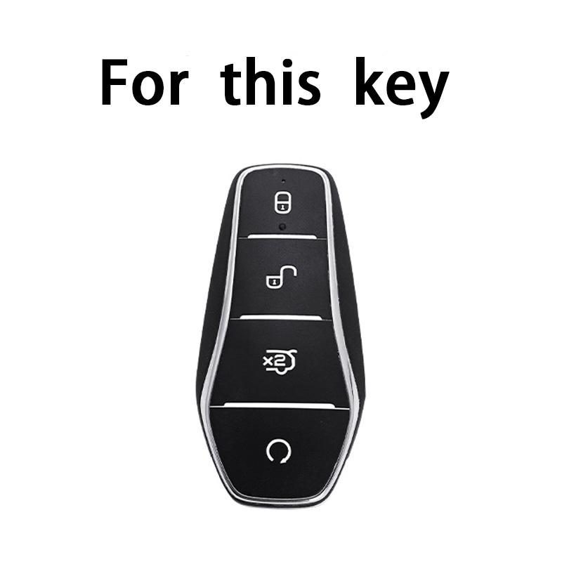 Car Key Case Protect Cover For Byd Qin Plusdmi Atto 3 Han Ev Dolphin Durable 4 Button Tpu Key Case Key Chain Auto Accessories