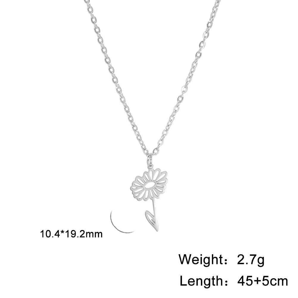 Stainless Steel Birth Month Flower Necklace Snowdrop Daisy Rose Pendant Neck Chains Trendy Jewelry Birthday Gift