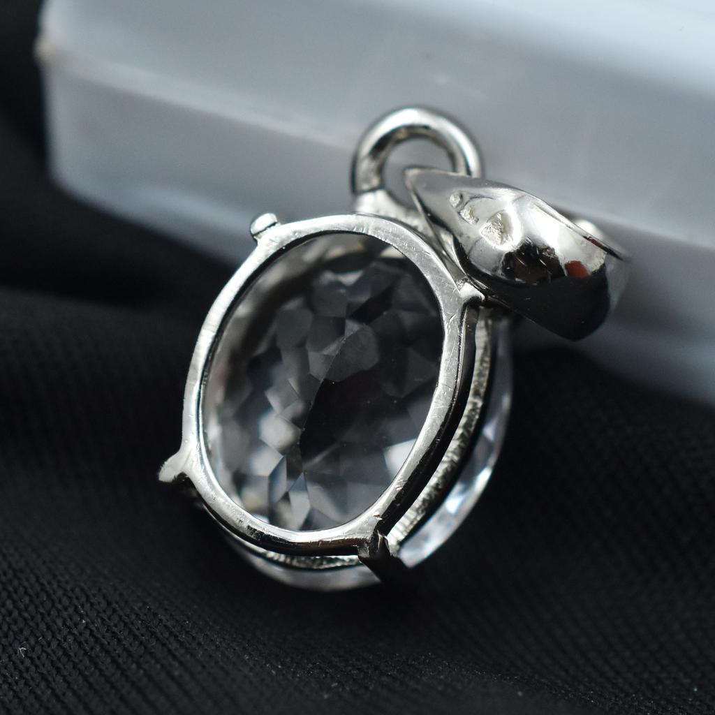 Silberanhänger Weißer Saphir Natur 20,45 Ct Ovalschliff Loser Edelstein ZERTIFIZIERT AR-3640-Sa