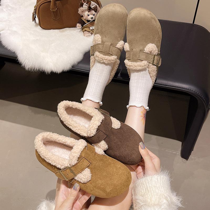 Women's Large Size Thick Sole Soft Sole Winter Warm Fur One Snow Boots Padded Lined Ankle Boots Non-slip Hiking Sports Cotton Boots Soybean Shoes