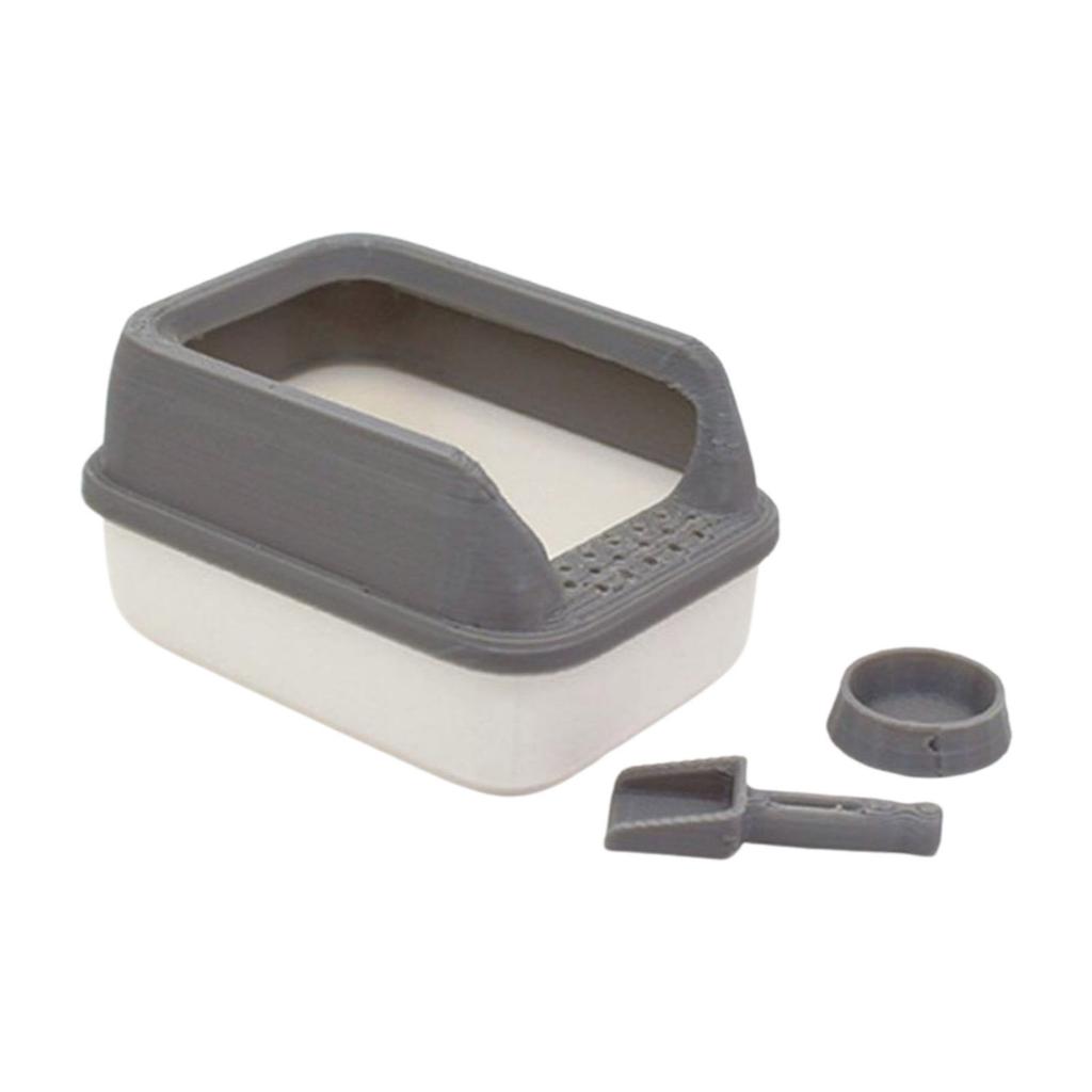 1:12 Scale Bowl Pet Litter Box Pretend-Play Kid Playset Pet Realistic Dollhouses Pet Playset Poop Shovel