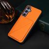 For Samsung Galaxy S25+ Case Card Holder Kickstand Calf Textured Leather + PC + TPU Phone Cover