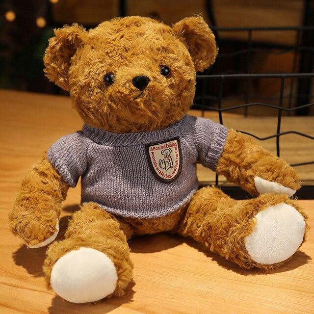 Kawaii Hug Sweater Teddy Bear Plush Dolls Lovely Bear with Clothes Holding Heart Pillow Nice Wedding Valentine 'S Gifts