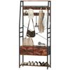 6-in-1 Industrial-Style Hallway Organiser - Brown/Black