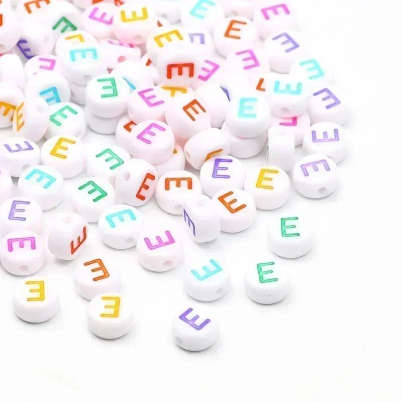 Acrylic A-Z 26 Letter Round Beads Colorful Alphabet Loose Spacer Beads For Jewelry Making Diy Bracelet Necklace Accessories