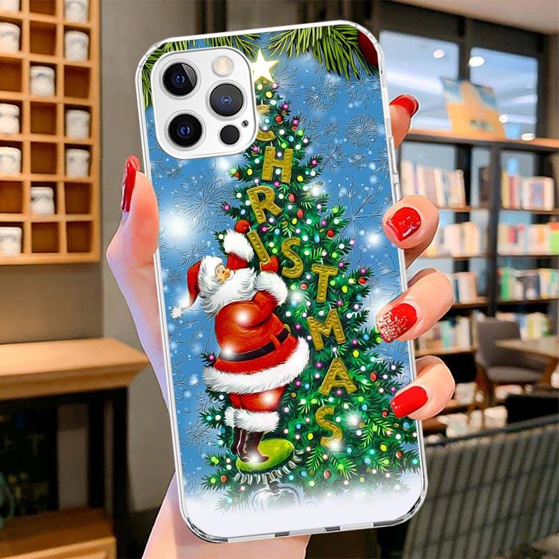 

Christmas Santa Claus Present Cover Phone Case For iPhone 16 17 Air 15 14 Pro Max 16E Phone Case 13 Mini 12 11 7 SE 8 Print Patt iPhone 16