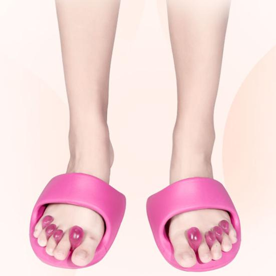 1 Pair Slimming Slippers Overlapping Toe Separator Summer Soft EVA Indoor Home House Massage Slippers Men Women Leg Slimming Half Slippers