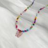 European Retro Bohemian Multi-Color Beaded Necklace with Butterfly Pendant