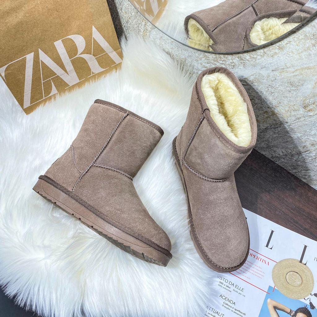 Damen 2025 Neuer Stil Rindsleder Schneestiefel - Bequem, Warm, Vielseitig, Flache Sohle, Kurze Winterstiefel