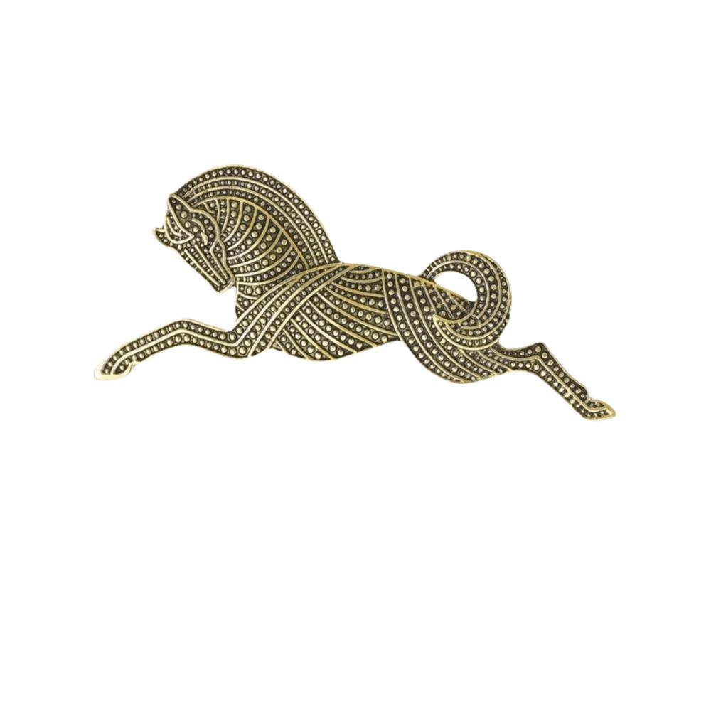 

BEPAN Elegant Running Horse Brooches Gold Silver Abstracted Alloy Animal Brooch Charm Antique Finish Vintage Leopard Pin Coat Jewelry золотой