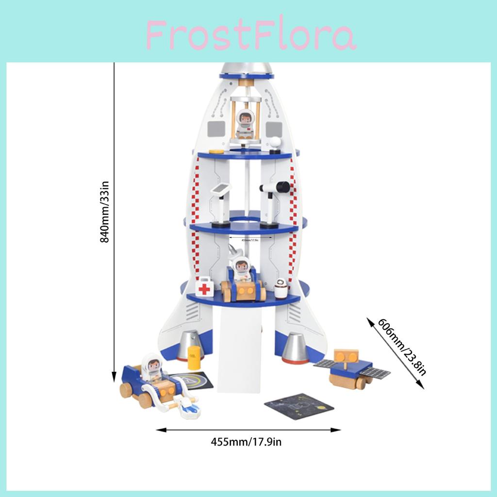 Wooden Space Kids Rocket Model For Learning And Imaginative Construction
