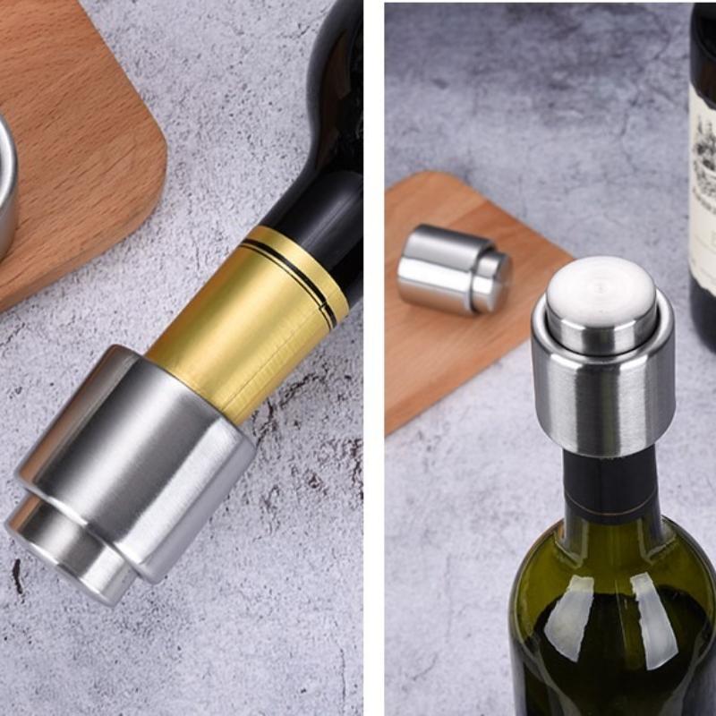 1PCS Stainless Steel Wine Bottle Stopper Wine Plug Vacuum Retain Freshness Stopper Red Wine Cap Sealer Fresh Keeper