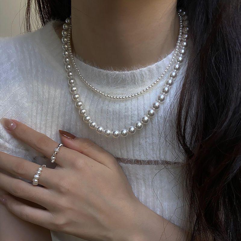 Náhrdelník z bílých perel Shijia - Elegantní, svěží a luxusní řetízek z mušlových perel pro ženy