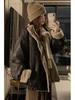 Unisex Retro Coffee Leather & Fur Jacket: Winter Trendy Loose Fit with Fleece & Thickened Cotton