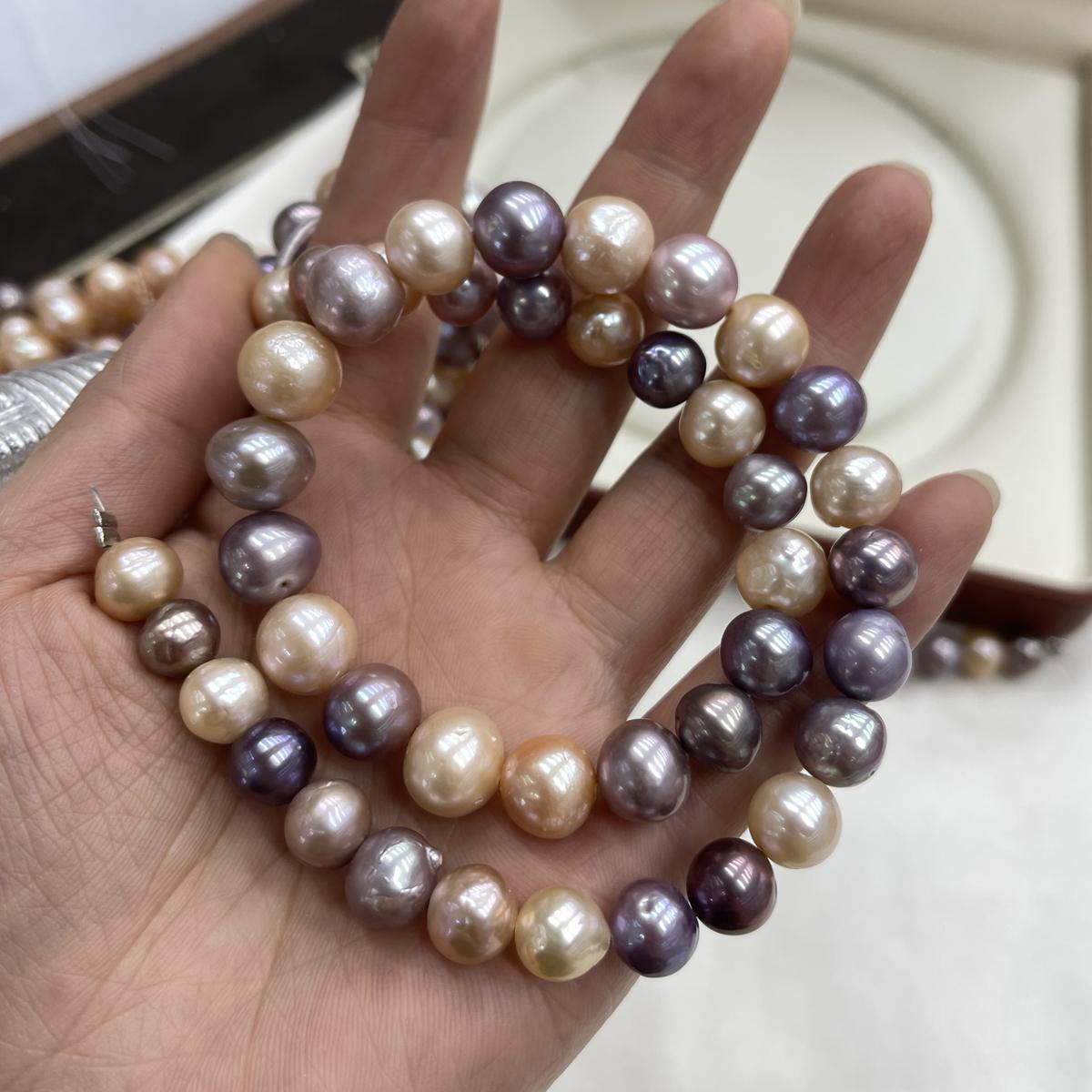 1String, Multi-colored Natural Freshwater Pearls, 11-12mm, Handmade Irregular Round Pearl Beads for Jewelry Making DIY, Cheapest Items Available 36cm 1String/ 11-12mm-36cm разноцветный