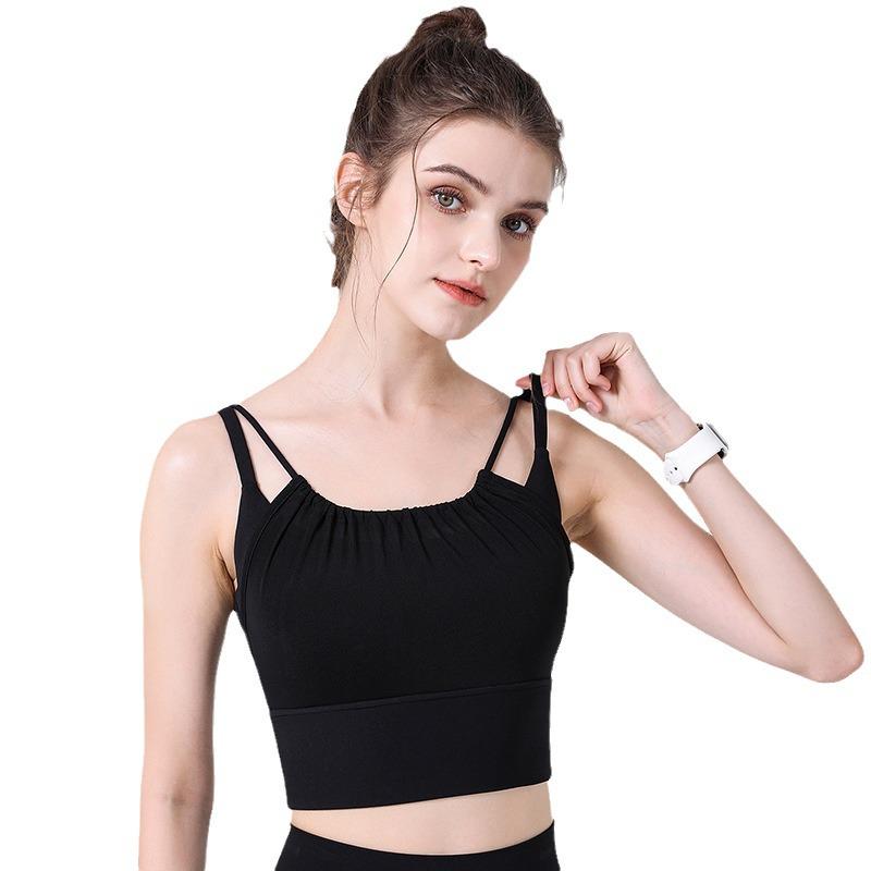 Women's Mesh Sports Bra Yoga Top - One Cup Gathered Running Vest, Fitness Apparel
