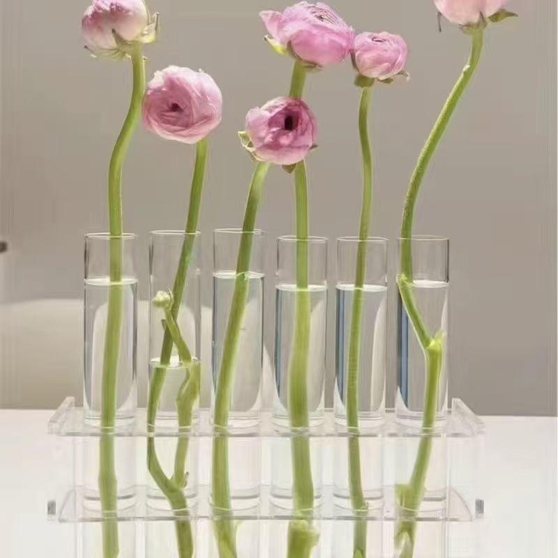 Test Tube Glass Vase Insertion Type Decorative Flower Rack Hydroponic Flower Pot Combination Vase Office Living Room Decoration
