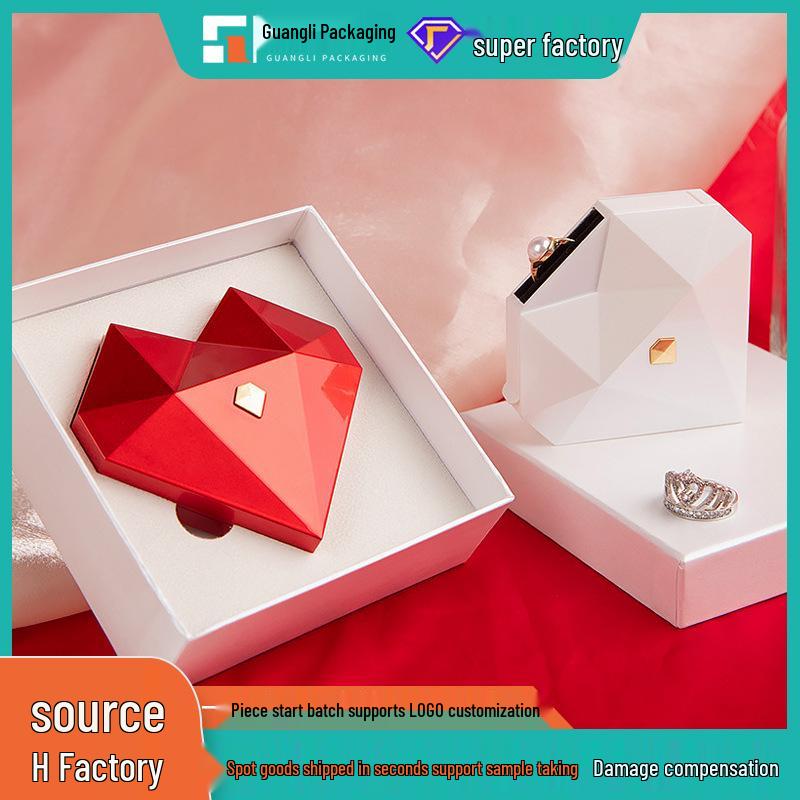 Heart-shaped Diamond Surface Jewelry Box - Automatic Opening Proposal Ring Storage