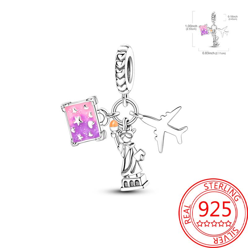 Miedziany Wieża Eiffla Samolot Podróżny Zawieszka Koraliki Pasują do Bransoletki Charm Oryginalnej Dla Kobiet Tworzenie Biżuterii