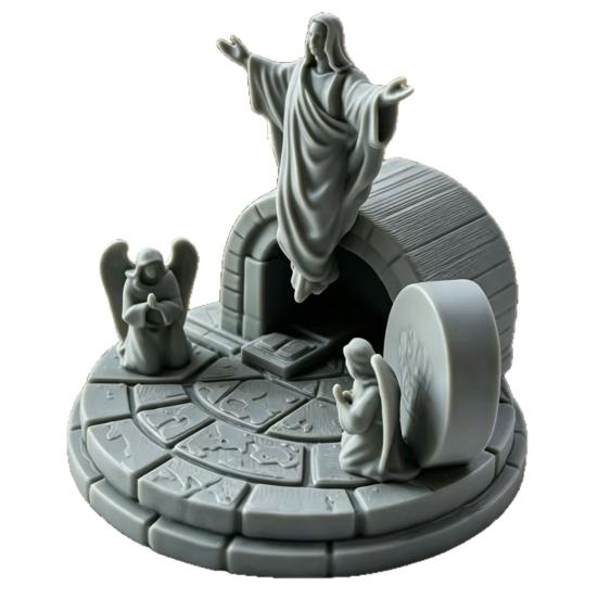 

3D Print Ornaments Resurrection Compact Desktop Sculpture 3D Printed Warmth Healing Decoration for Easter Holiday серый