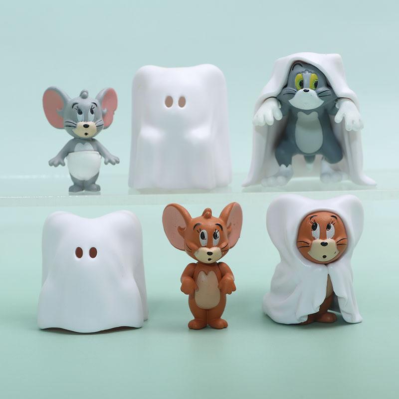 

Tom And Jerry Mouse Cat Halloween Ghost Dress Up Model Desktop Ornament Set For Kids And Fans