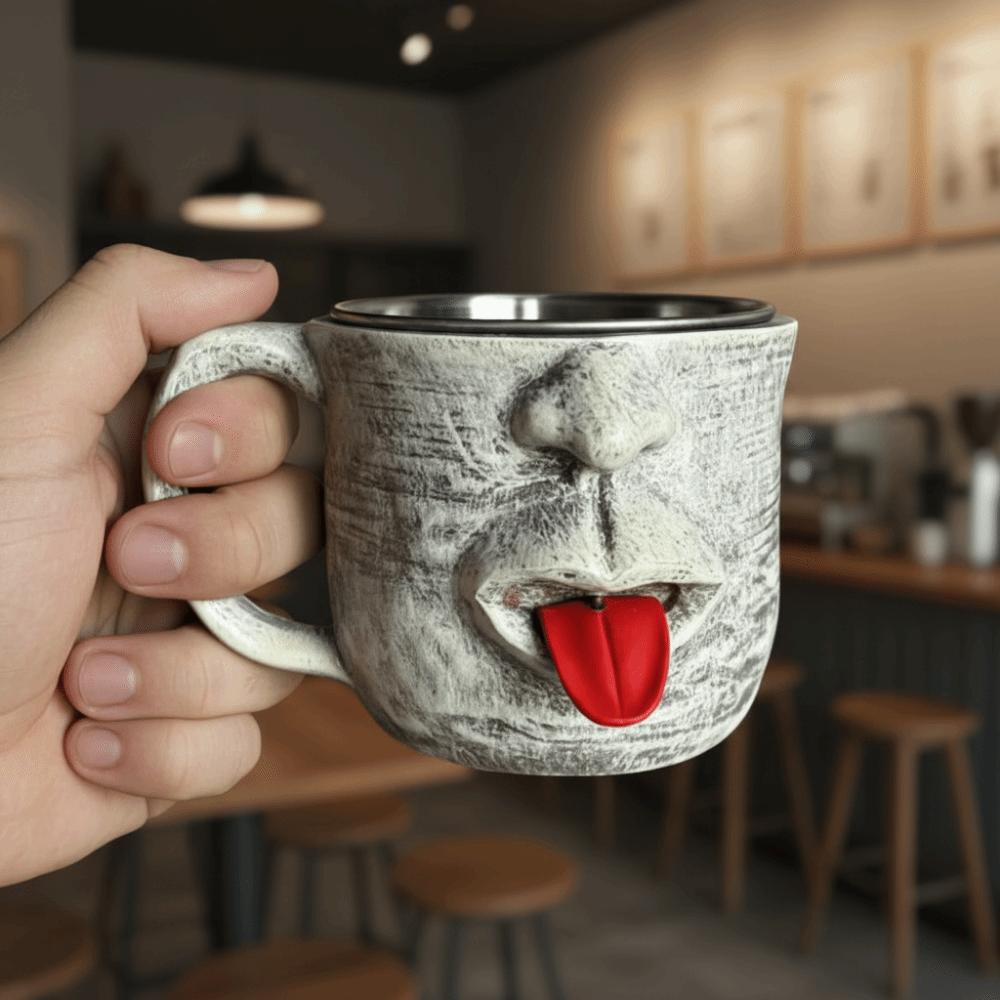 Fun Teasing Facial Mug Anti Scalding Resin Hot Cold Beverage Cup Novelty 200ml Shaking Tongue Coffee Cup For Home Office