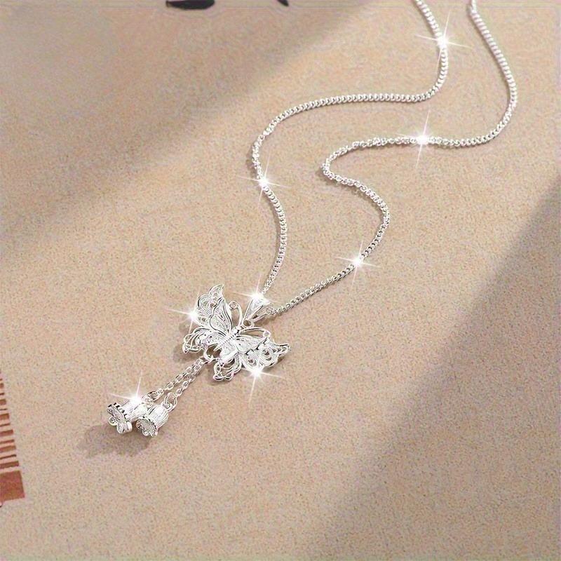 

1PC Lily Butterfly Tassel Necklace, Elegantly Designed, Perfect for Couples, Girlfriends or Casual Wear
