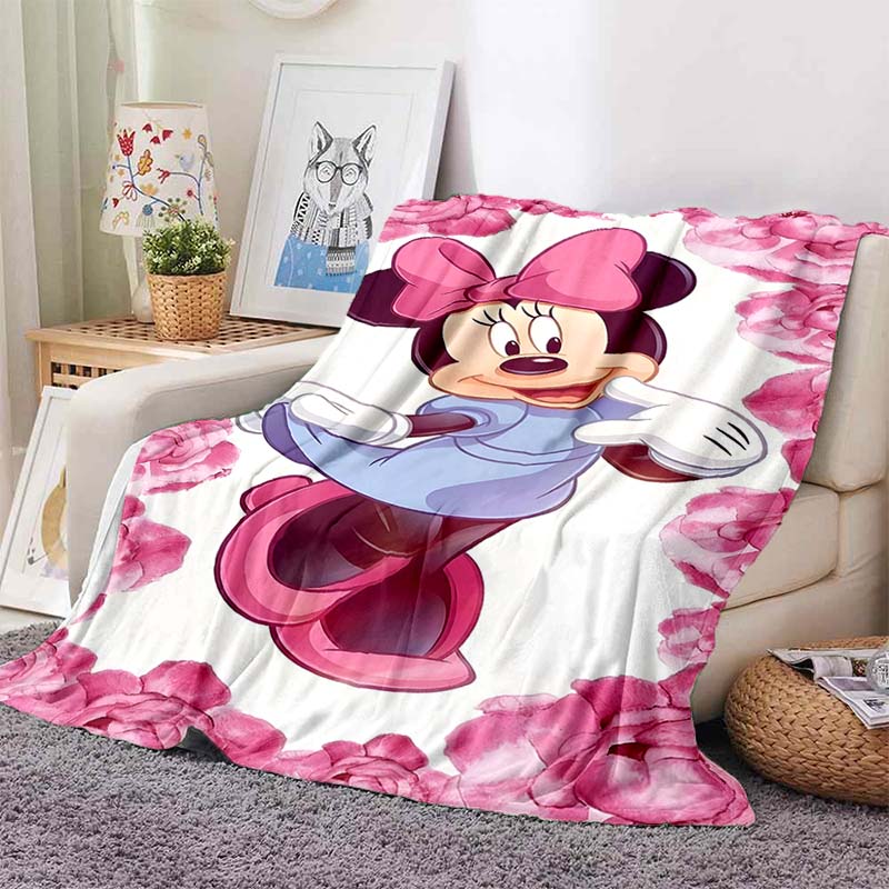 Multi-Sizes Minnie Mouse Cartoon Print Blanket Warm Soft Flannel Material Suitable for All Seasons Adult Children Luxury Gifts