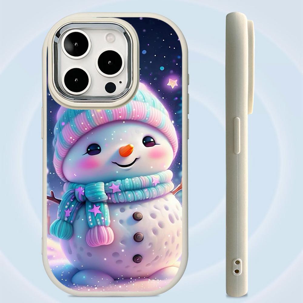 N104 Christmas Happy New Year Soft Phone Cases for Samsung S24 S23 Plus A15 A12 A35 A54 Infinix Hot40i Tecno Plating Frame Camera Protector Back Cover