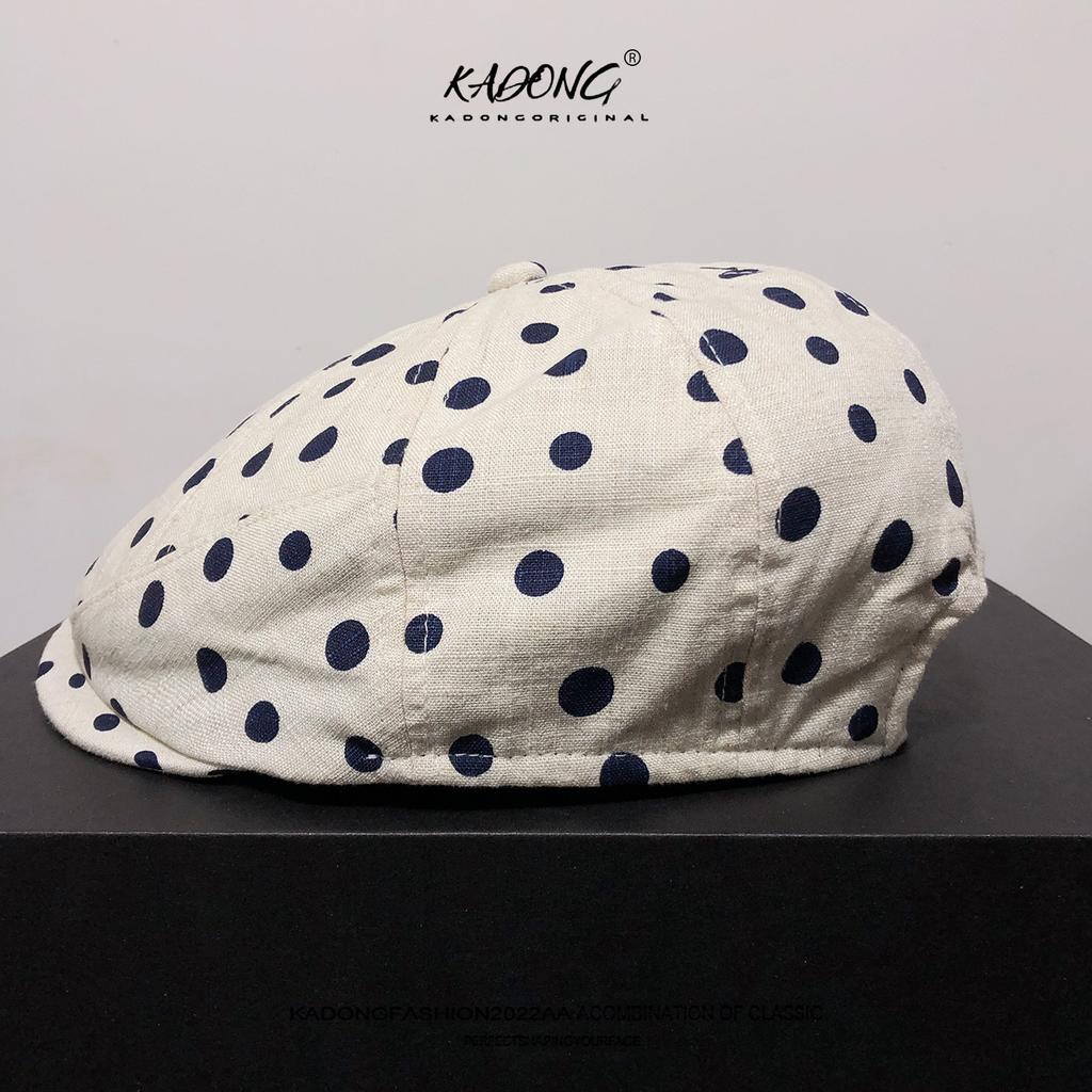 Women Thin Cotton Newsboy Cap Korean Vintage Polka Dot Design Sun Visor Hat Large Size Face Flattering Beret Spring Summer