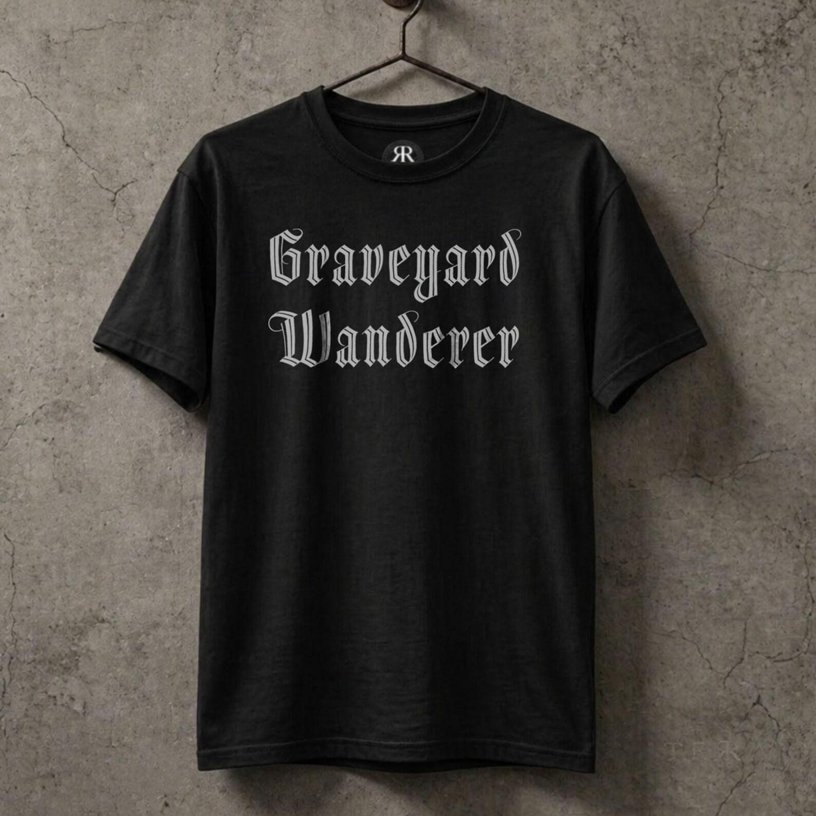 Graveyard Wanderer Shirt - Gothic Cemetery Dark Academia Aesthetic M