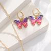 4 Piece Set Women Personalized Design Fashionable Temperament Versatile Color Gradient Butterfly Bracelet Necklace Earring Set