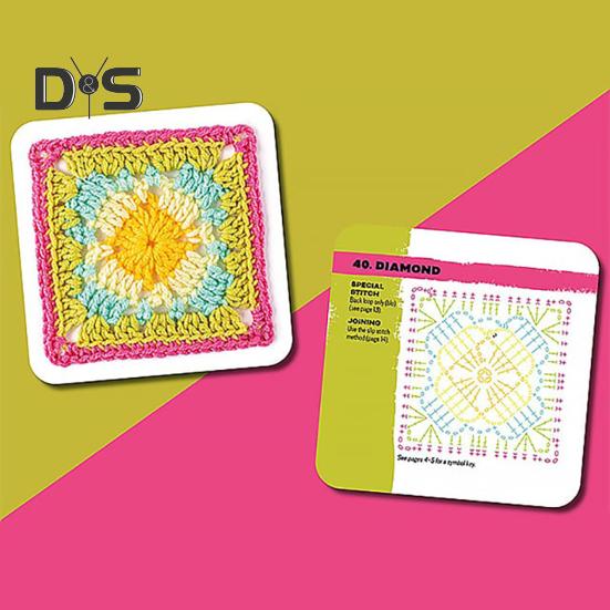 The Granny Square Card Deck 50 Mix Crochet Patterns Card Deck Crochet Blocks Clothes Accessories for Adults Beginner