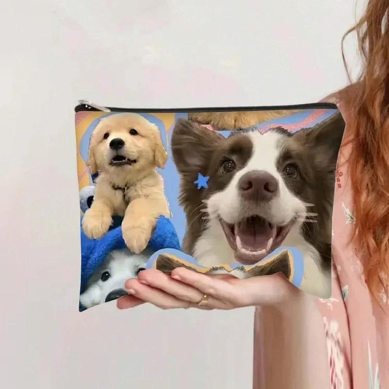 New Women Powder Puff Storage Bags Large Capacity Makeup Travel Toiletry Bag Cartoon Printed Zipper Bags Makeup Tool Accessories