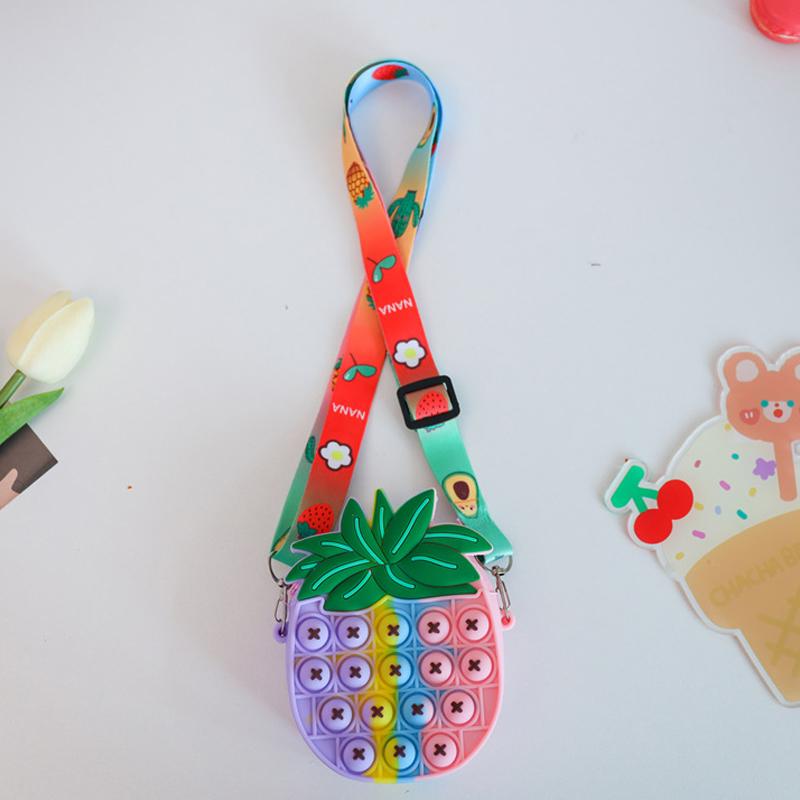 Hot Rianbow Cross Bag Fidget Toys For Children Christmas Gifts Push Its Bubble Stress Relief Sensory Toys Coin Purse Girls