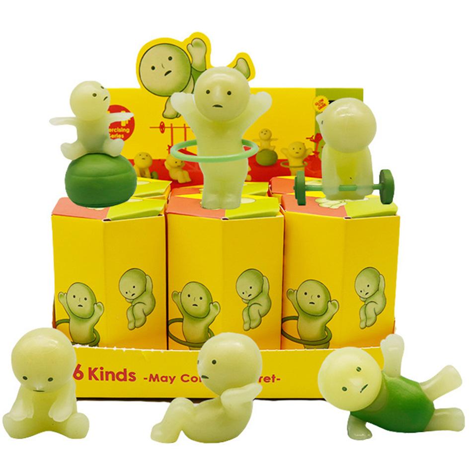 5CM Blind Box Fitness Series Mini Figure Cute Noctilucent Decoration Doll Bedroom Toilet Series Model Corner Toy Gifts