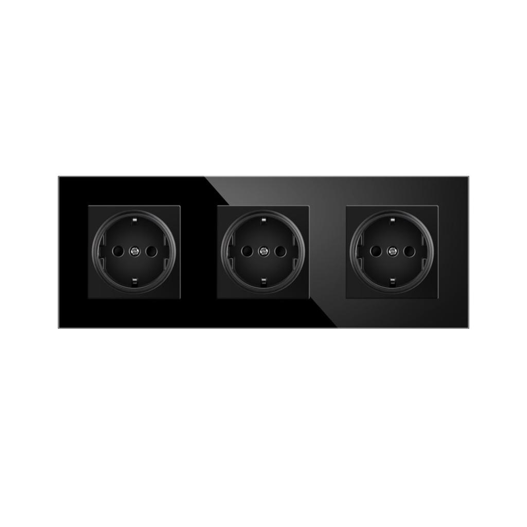 European Standard USB Wall Socket Tempered Glass Panel Socket Household Concealed Round Box Installation Socket Batch